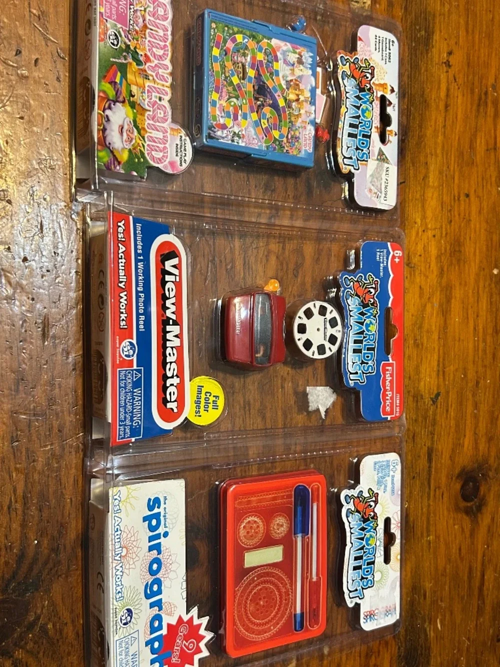 Lot of 3 World’s Smallest toys Spirograph, View Master, Candyland